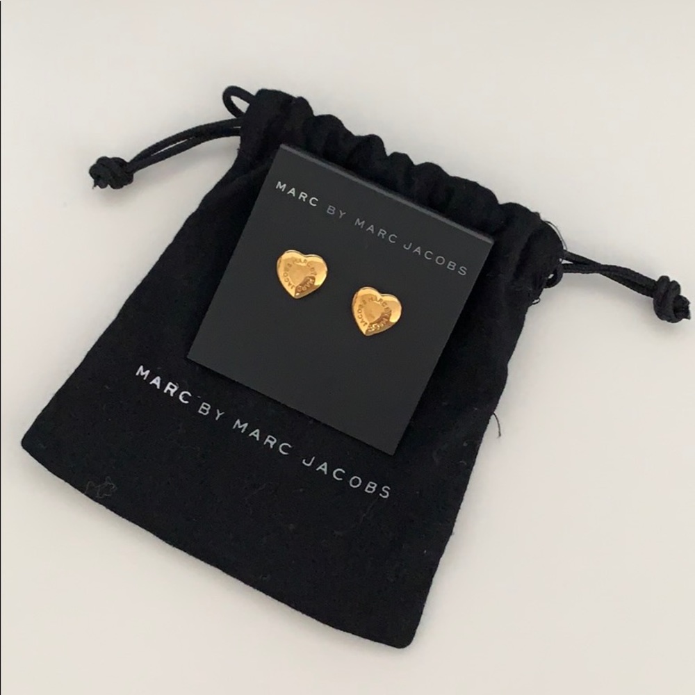 Marc by Marc Jacobs Logo Heart Stud Earrings